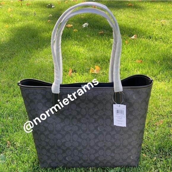 Authentic Coach City Tote In Signature Canvas With Black Cat Halloween Graphic - Picture 4 of 6